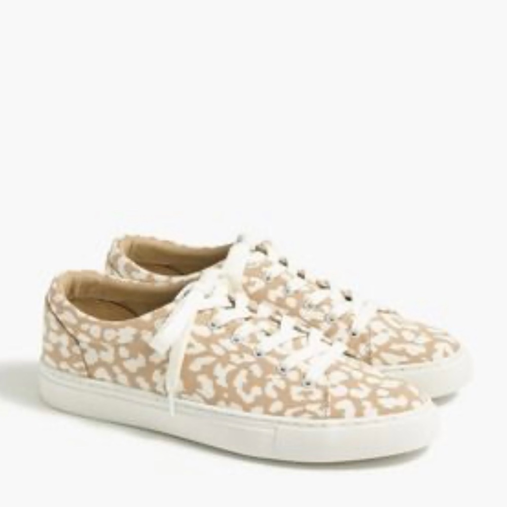 J Crew Printed Road Trip Sneakers Light Khaki Leopard size 11
